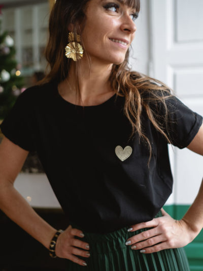 T-SHIRT COEUR Noir