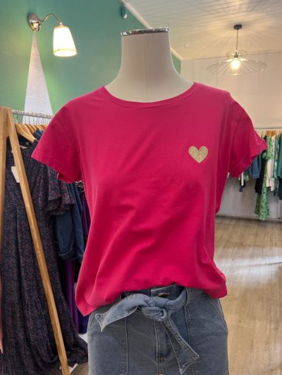 T-SHIRT COEUR Rose
